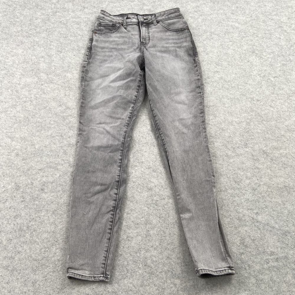 Express Skinny Mid Rise Jeans Womens 6L (25x28) Gray Med Wash Stretch Denim